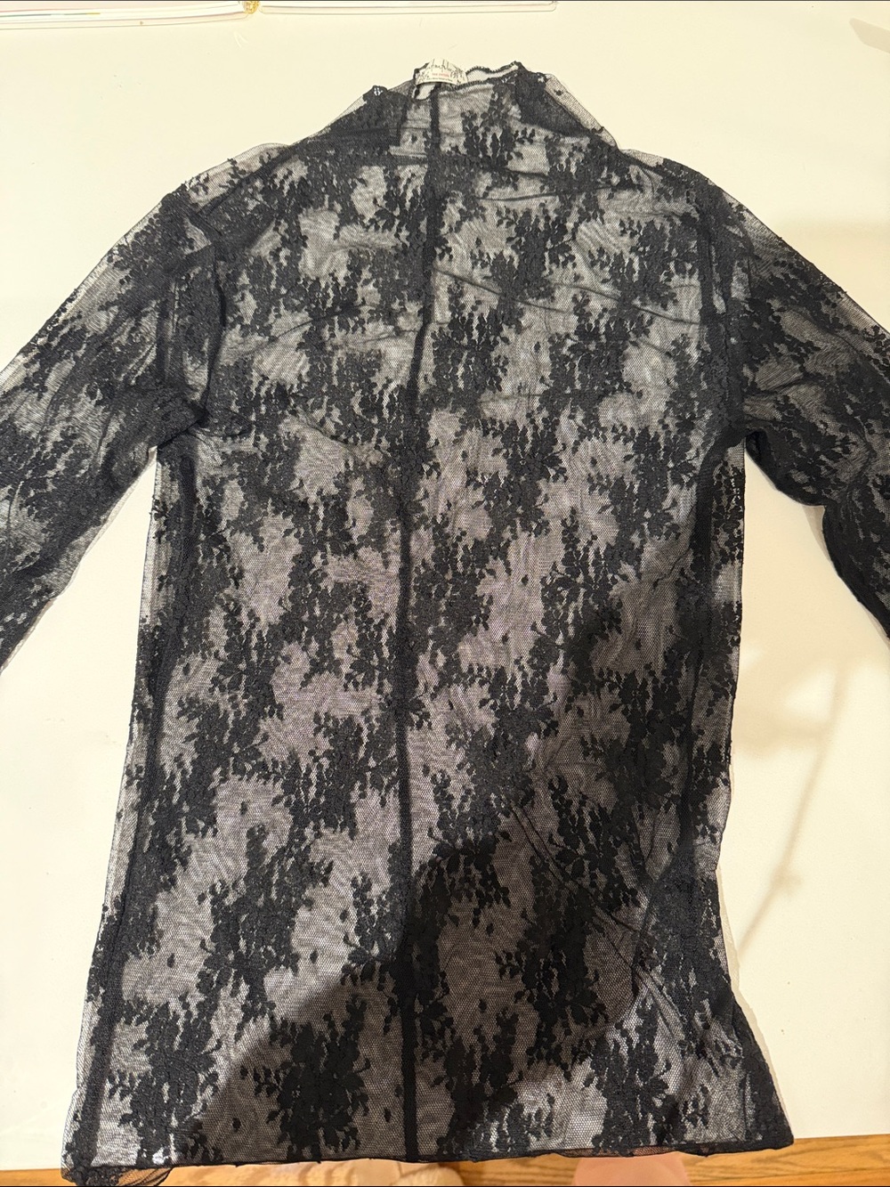 Free People Sheer Black Lace Long-Sleeve Women's Top